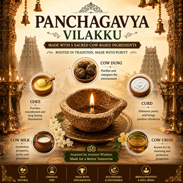 Panchagavya Vilakku – Natural Cow Dung Diya for Pooja, Spiritual Rituals & Positive Energy